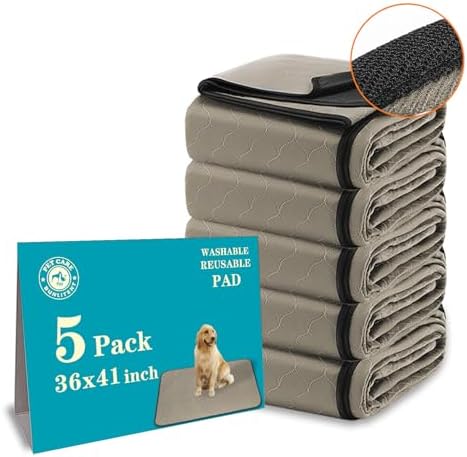 Bunlitent Washable Pee Pads for Dogs 36" x 41", 5 Pack, Reusable Puppy Pads