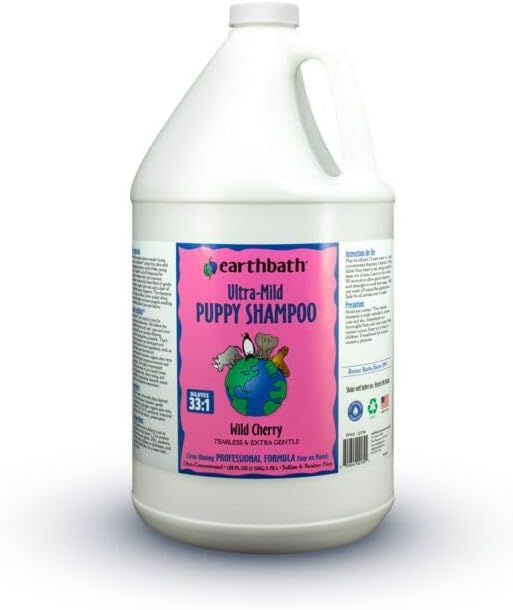 earthbath, Ultra-Mild Wild Cherry Puppy Shampoo - Extra Gentle & Tearless Dog Shampoo, Made in USA, Deodorizing Dog Wash, Cruelty Free Puppy Supplies, Shampoo for Smelly Dogs - 128 Oz (1 Pack) | Extra Gentle & Tearless Dog Shampoo, Made in USA, Deodori...