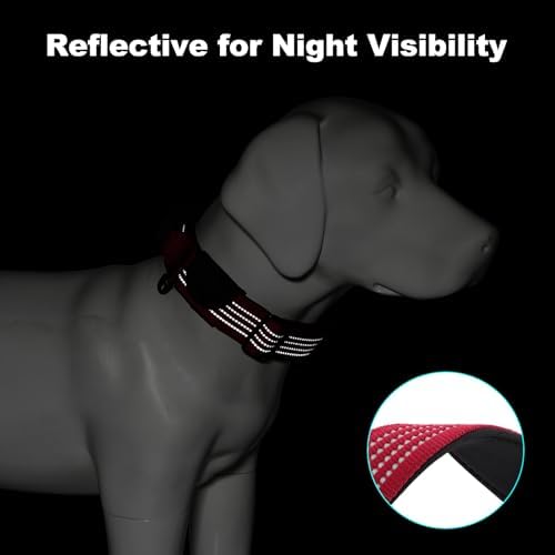 Plutus Pet Tactical Dog Collar with Pocket for AirTag, Red, M