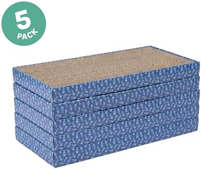 Kitty City 5-Pack XL Double Sided Corrugate Cat Scratcher Pads with Catnip - X-Large Horizontal Cat Scratcher Mats, Reversible Corrugate Nail File Scratchers - Fish Bone Design, 18” x 10” Each