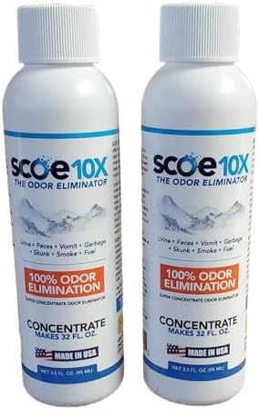 SCOE 10X Odor Eliminator Concentrate- 2 Spray Bottle Refills- Urine Odor Eliminator