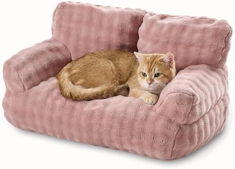 Cat Couch Bed, Cute Pet Sofa for Indoor Cats, 26"x15", Dusty Pink