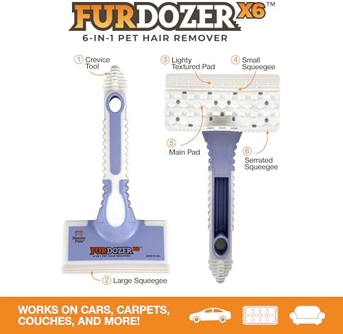 FurDozer Pet Hair Remover & Auto Detailing Tools - Cat & Dog Hair Remover for Carpets, Car Interiors, Couches, Bedding, & Pet Furniture (Purple, (3 Pack) - X6, X3 PRO, X3 MINI)