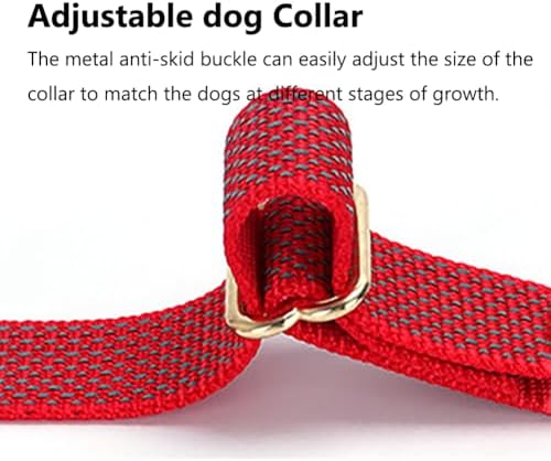 Reflective Dog Collar with Metal Buckle for Dogs Night Walking