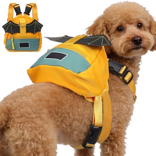 VILLCASE Dog Pack Pet Backpack Dog Harness Bag Self-Wearing Pet Supplies Carrier with Pockets Adjustable Waterproof Backpack for Dogs to Wear for Small Dogs Travel Hiking Daily Use