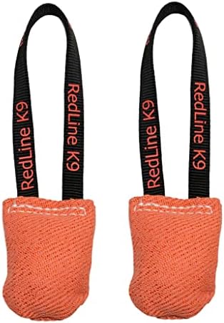 REDLINE K-9 Orange French Linen 3" x 4" 1 Handle Pocket tug Toy Bundle of 2 Dog Tug Toy