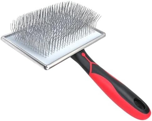 Slicker Brush for Dogs, Deshedding Dog Brush - Removes Loose Fur and Tangles, 1"" Extra Long Pins Go Deep Into The Undercoat, Professional Grade Dog Brush for Shedding, Large, Red