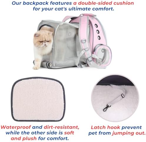 Lollimeow Cat Carrier Backpack, Expandable Bubble Pet Carrier for Cats and Small Dogs, Airline Approved Travel Backpack for Hiking, Walking & Outdoor Adventures - Supports up to 14 lbs