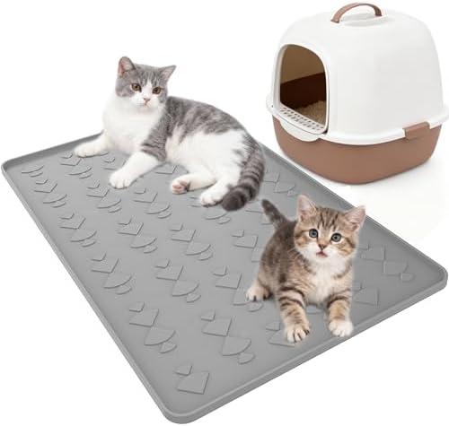 Cat Litter Mat, Large 34" x 22" Silicone Mat Litter Trapping Mat for Litter Box,Waterproof Easy To Clean,Foldable Litter Pad