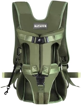 MAYASUR Pet Front Dog Carrier Backpacks, Adjustable Dog Backpack Carrier, Legs Out Easy-fit Dog Chest Carrier for Small to X Large Dogs, Dog Front Carrier for Hiking, Cycling (Army Green, Large)
