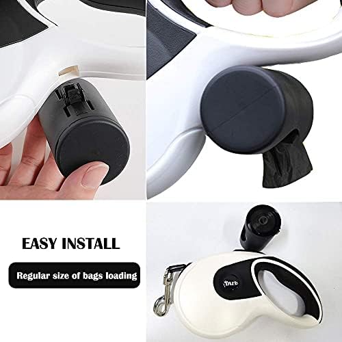 16Ft Retractable Dog Leash with Bag Dispenser and Poop Bag, Sturdy Extendable Retractable Dog Leashes for Small Medium Large,360 Tape Durl Nylon Puppy Walking Leash One Button Break & Lock