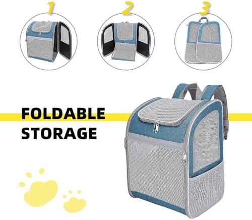 Cat Backpack Carrier - Large Space, Breathable Mesh, Anti-Scratch, Reflective Strip - Foldable Pet Carrier for Travel, Hiking & Outdoor Activities - Fits Cats & Small Dogs (Khaki, X-Large)