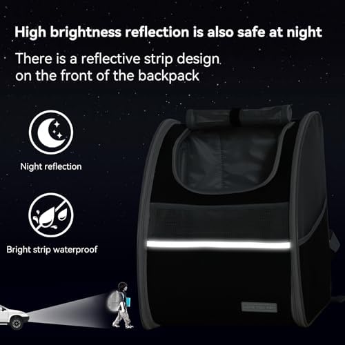 Cat Carrier Backpack with Reflector with Safety Leash Up to 15Lbs,Pet Carrier for Small Dogs and Medium Cats Kitten Puppy Bunny,Foldable Small Medium Dog Travel Carrier Backpack,Black