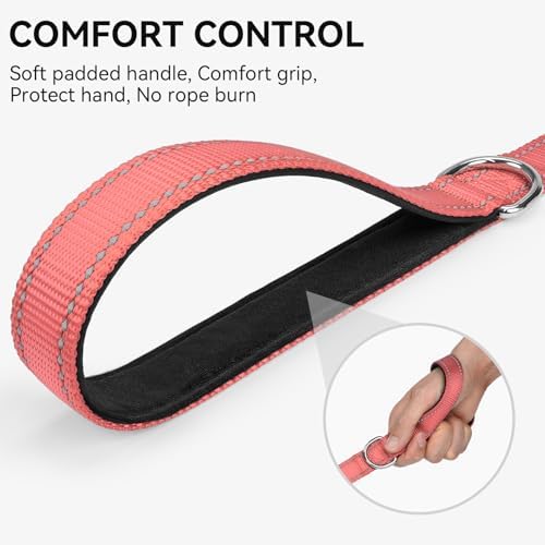 Joytale Reflective Dog Leash for Medium & Large Dogs, 6 FT x 1", Neon Pink
