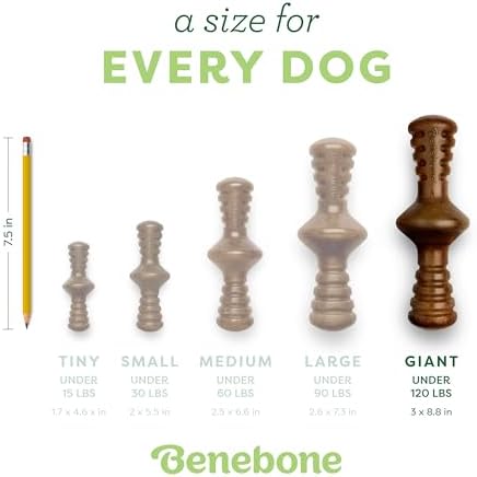 Benebone Zaggler Dog Chew Toy for Aggressive Chewers, Real Bacon, Giant