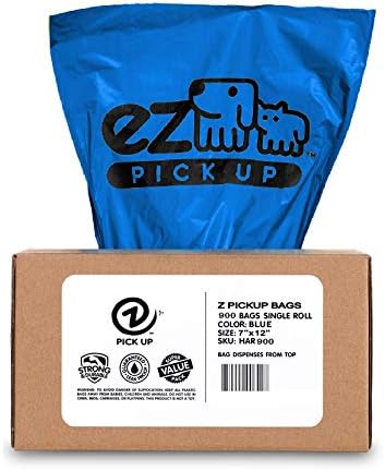 900 Count Dog Waste Bags Poop Bag on Roll, Blue by EZ Pick Up