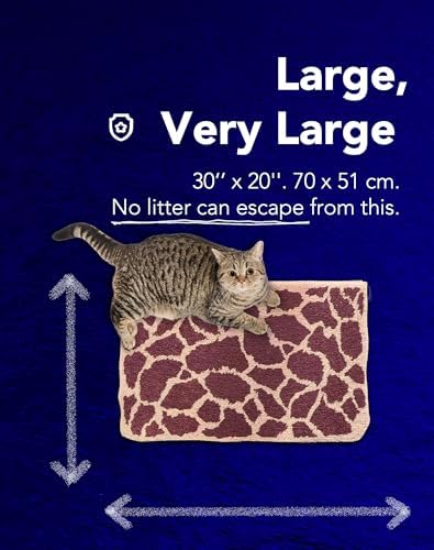 Lukamoo® Cute Cat Litter Mat (30’’x20’’), Extra-Large/XL, for Kitty Litter (Giraffe Grid)