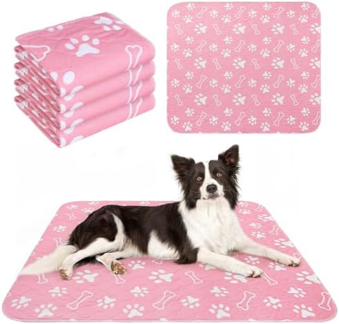 BEAUTYZOO 4 Pack Washable Pee Pads for Dogs,Reusable Puppy Pads 36x41 Pink