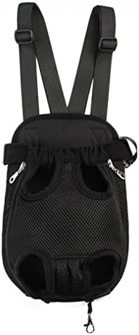 Pet Dog Puppy Cat Carrier Five Holes Backpack Double Shoulder Straps Canvas Cotton Front Chest Backpack Bag(Black, Large)