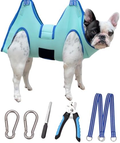 Kkiimatt Dog Grooming Hammock, Medium Dog Hanging Harness Holder for Nail Clipping, Nail Trimming Cutting Hammock, Grooming Sling Restraint Bag with Wide Strap Sewed
