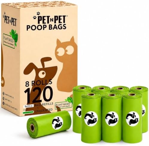 Pet N Pet Poop Bags for Dogs, 120 Count, Plant Based Thick Roll