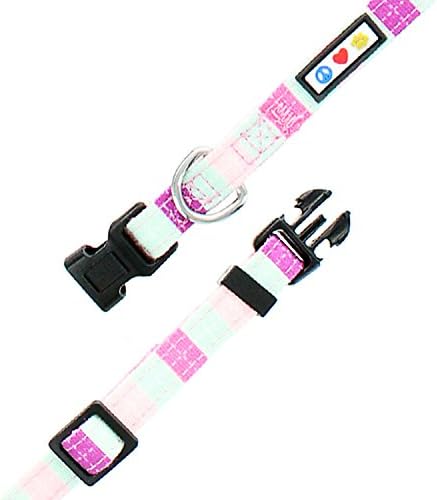 Pawtitas Pet Soft Adjustable Solid Color Nylon Puppy/Dog Collar Personalized Dog Collar Embroidered Customize w Pet Name & Phone Number Small Teal/Pink/Purple