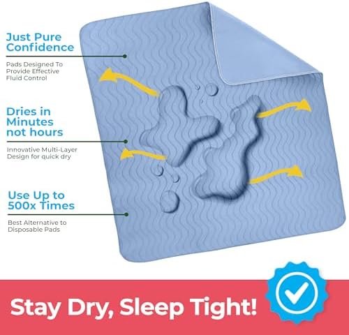 4 Pack Waterproof Reusable Heavy Absorbency Incontinence Bed Pads 34"x52"