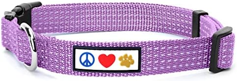 Pawtitas Reflective Dog Collar for Large Dogs – Adjustable Nylon Collar with Quick-Release Buckle | Fits Neck 16–26 in | Night Safety Training Collar | L | Orchid
