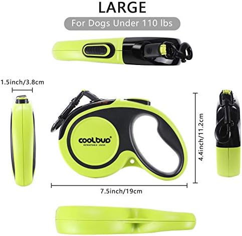 Retractable Dog Lead Extendable Long Heavy Duty Strong Dog Leash for Large Dogs Up to 110lbs