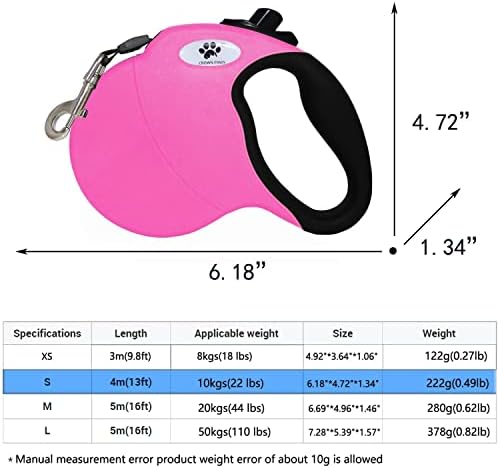 Retractable Dog Leash, Pink, Small Dog