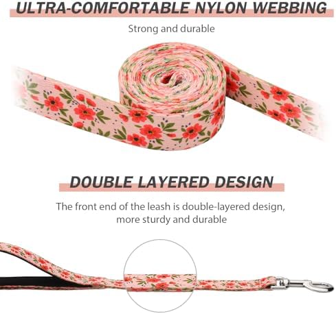 Hikiko 6FT Dog Leash Padded Double Handle with Designed Pattern