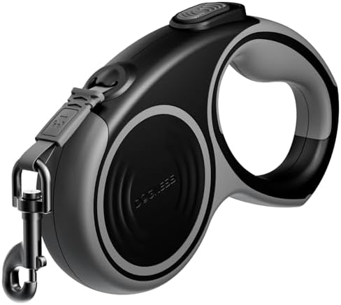 DOGNESS 16.4 Ft Heavy Duty Retractable Dog Leash 110 lbs (Titanium Grey)