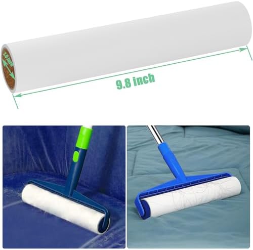 9.8 inch Large Lint Roller Refills Only, 9.8'' Extra-Wide Lint Roller Refill Pack of 5 Rolls Total 300 Sheets for Pet Hair Remover Home Floor Carpet Clothing Sofa Cleaning (9.8'' Wide)