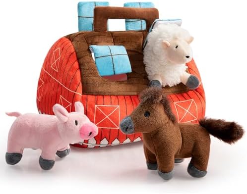 Hollypet Squeaky Hide and Seek Dog Toys for Small and Medium Dogs, Farm