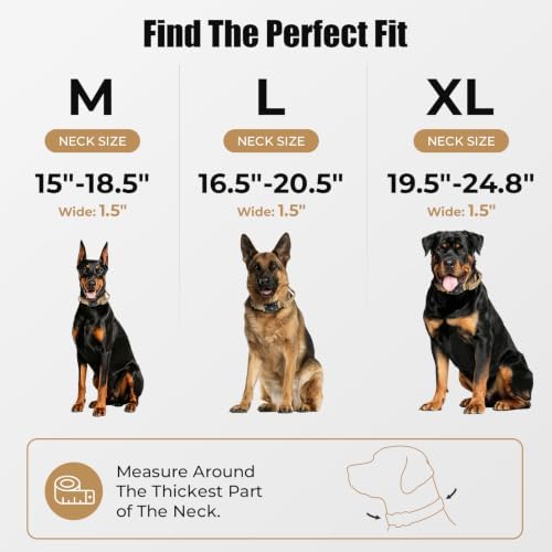 Tactical AirTag Dog Collar with Holder for Medium Large Dogs, Khaki, M