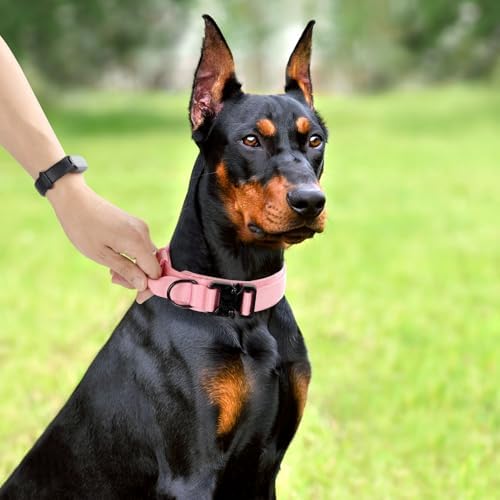 Tactical Dog Collar, Adjustable Military Training Pet Collar,Light Pink XL