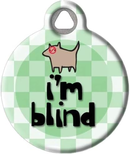 I'm Blind Personalized Medical Alert Pet ID Tag for Dogs, Silent Polymer Coated Stainless Steel Nametag with Customized Identification Information, Large 1.25" Diameter