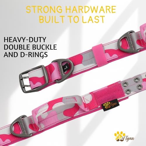 ADITYNA Heavy Duty Girl Dog Collar for Extra-Large Dogs with Traffic Handle