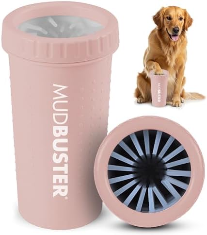 Dexas MudBuster Large Dog Paw Cleaner, Blush, Fits 2.5"-3.5" Wide Paws, Gentle Silicone Bristles for Quick, Easy Cleaning