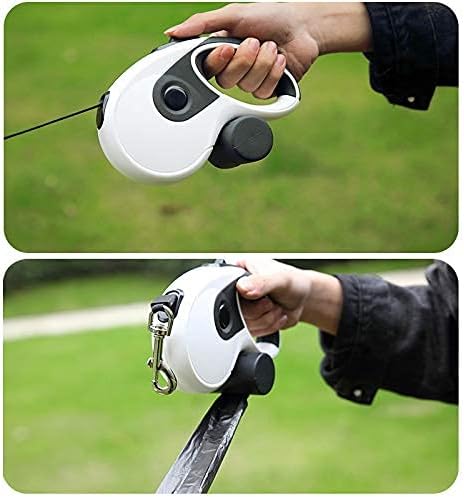 16Ft Retractable Dog Leash with Bag Dispenser and Poop Bag, Sturdy Extendable Retractable Dog Leashes for Small Medium Large,360 Tape Durl Nylon Puppy Walking Leash One Button Break & Lock