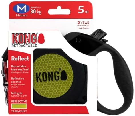 Alcott Kong Retractable Reflect, Medium, Black, 16' Long