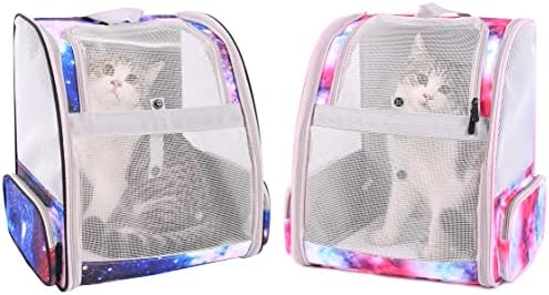 Galaxy Pink Pet Carrier Backpack for Cats and Small Dogs, Backpack for Kitten Bunny Airline Approved Travel Hiking Camping Cat Vet Book Bag (Ventilation)