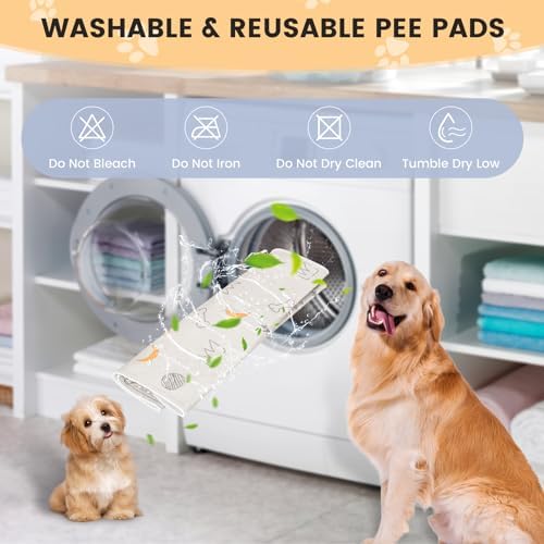 UPSKY Washable Pee Pads for Dogs 4 Pack 18” x 24” Reusable Puppy Pads Waterproof Pet Training Pads, Non-Slip Dog Mats Fast Absorbent Whelping Pads for Playpen, Potty, Crate, Bed