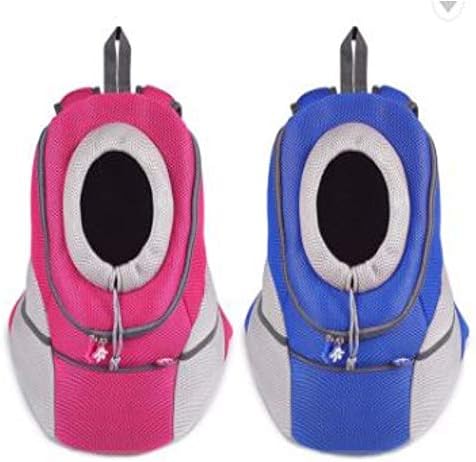 TWC Dog Cat Pet Carrier Backpack Carrier Bag with Opening for Neck and Head (Pink, Black and Blue) (Pink)