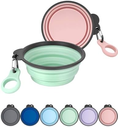 Aonkey 2 Pack 37oz/4.6 Cup Collapsible Dog Bowls with Bottle Carrier