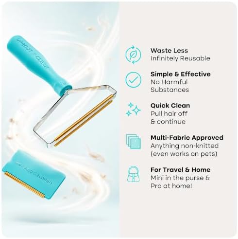 Uproot Cleaner Pro Pet Hair Remover & Mini - Pet Hair Removal Tool Multi Fabric Edge & Carpet Scraper - Cat for Couch, Cat Towers, Car Detailing The Furry-Situation Survival Kit