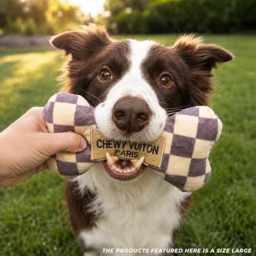 Haute Diggity Dog Chewy Vuiton Bone Plush Dog Toy, Designer Parody Toy