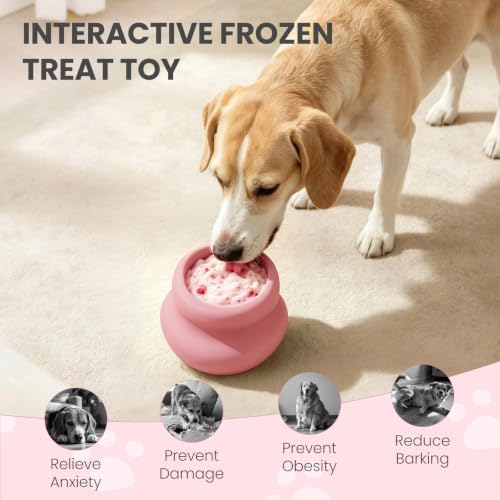 MateeyLife Freeze Dog Enrichment Lick Toy, Stuffable Frozen Lick Treat Bowl