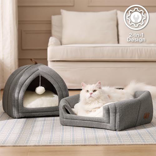 Bedsure 2in1 Cat Beds for Indoor Cats Cave for Kitten with Washable Pillow