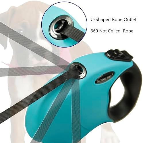 Retractable Dog Leash Hands-Free Adjustable Length 16ft with Safety Lock Durable Nylon Belt for Small Medium Large Dogs Easy Walk Training Portable Dog Leash Blue L